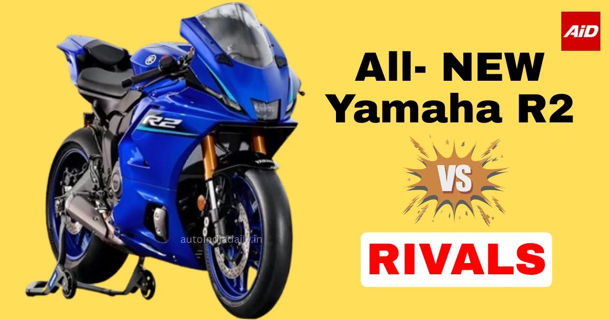 New Yamaha R2 vs Rivals comparison graphic featuring the Yamaha YZF-R2 sports bike.