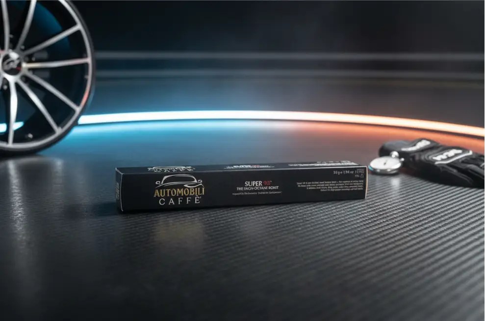Capsule Automobili Caffè Super98 compatibili con Nespresso in fibra di carbonio