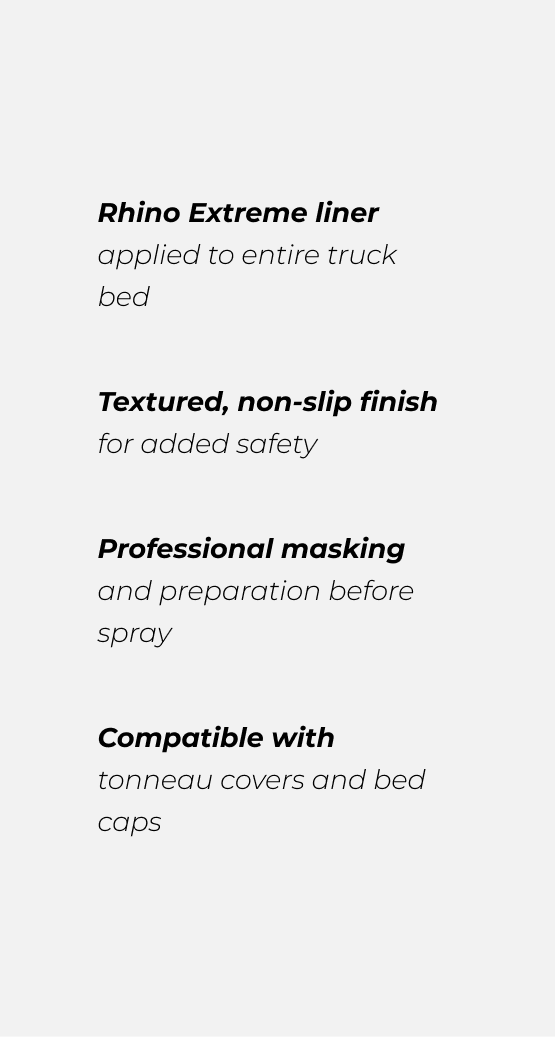 Truck bed prepped for Rhino Linings spray application