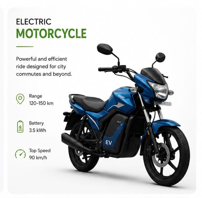 Electric motorcycle for efficient city commuting in India