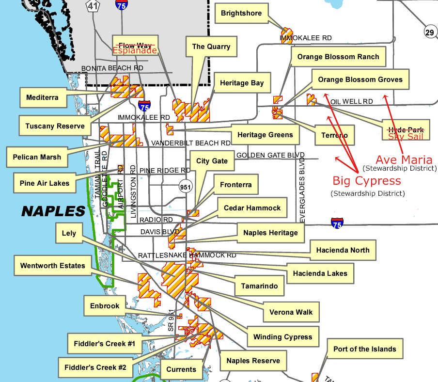 Town Structure Ave Maria Florida Naples Area Community Development Districts Map A 