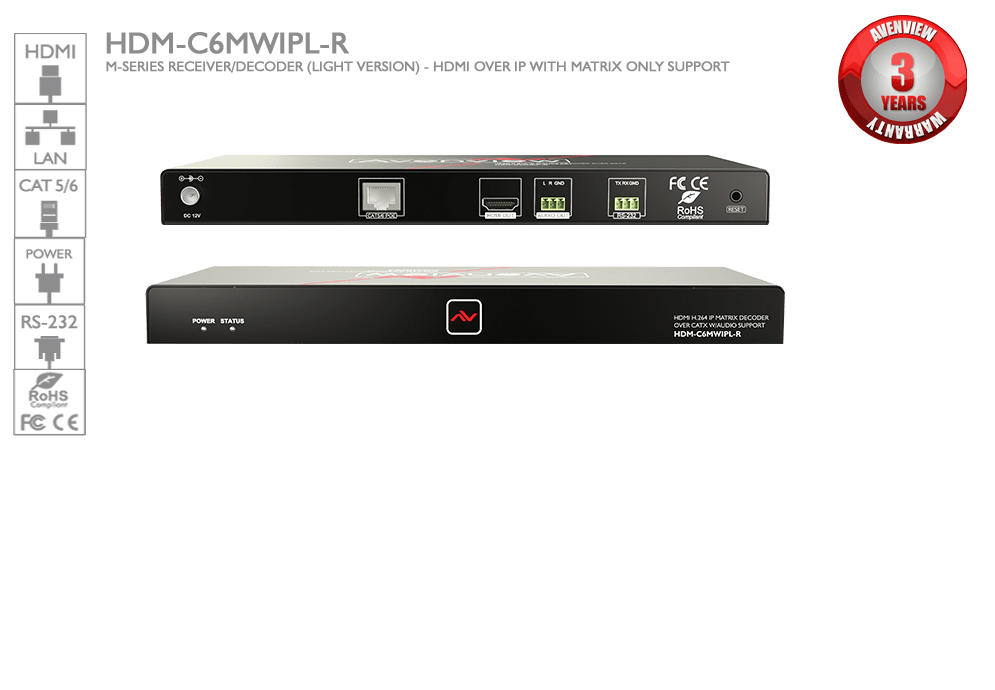 M-Series Receiver/Decoder (light version) - HDMI over IP with Matrix Only Support