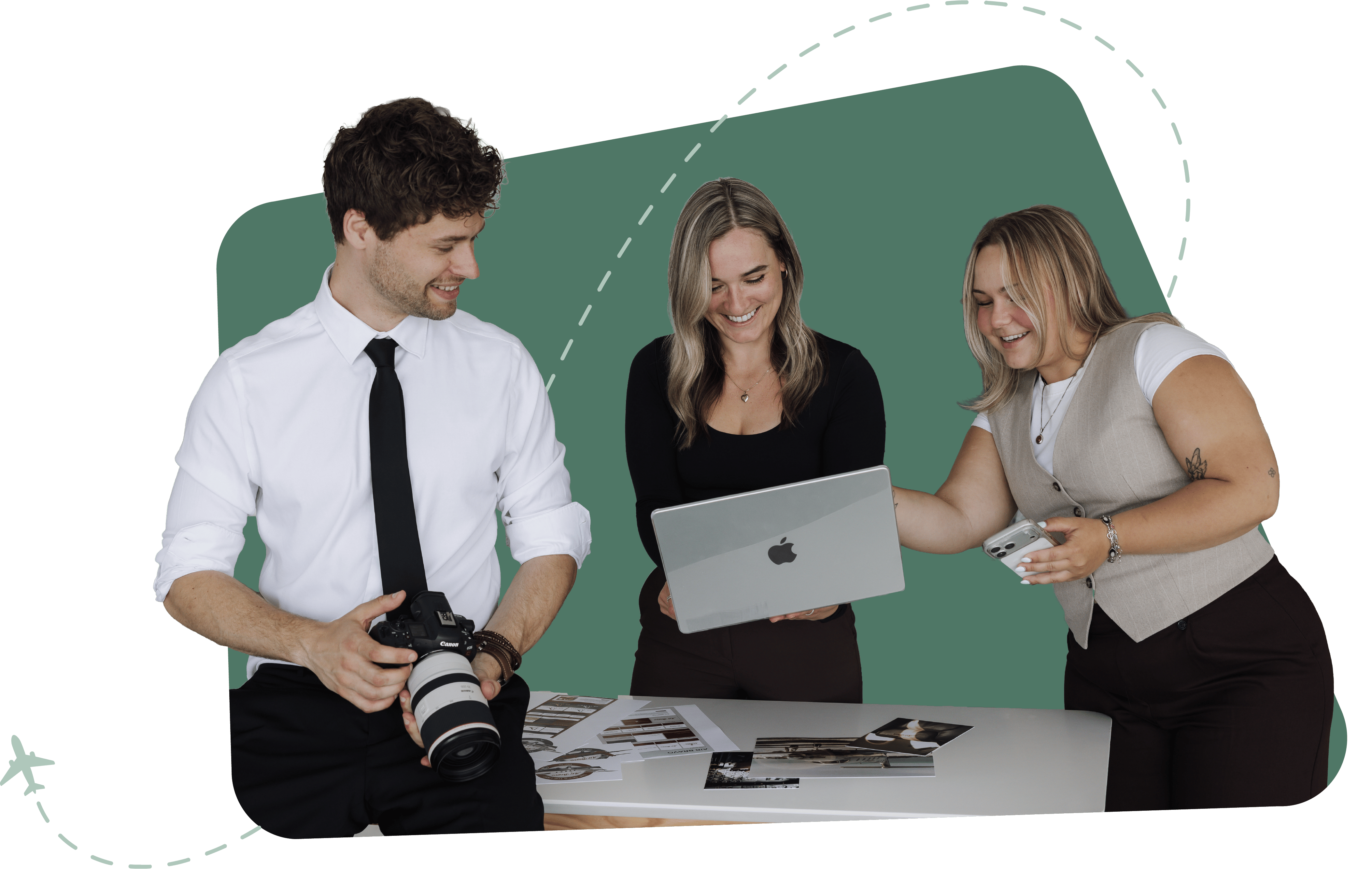 aviation photographer and social media experts sitting at a table