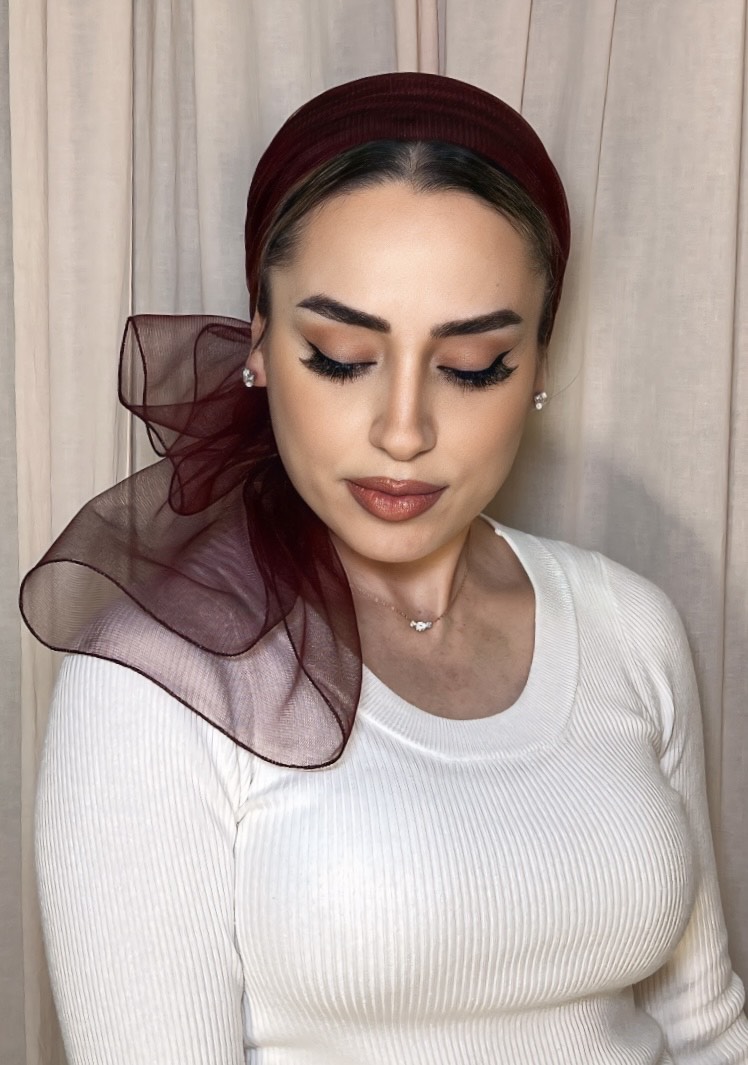 טול משי בורדו יין