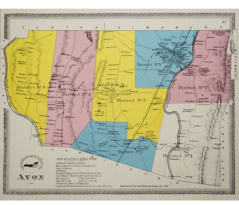 AVON HISTORIC MAP Avon Historical Society 1869 Map 