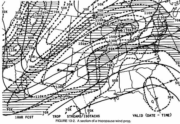 Hatching on a constant pressure analysis chart indicates