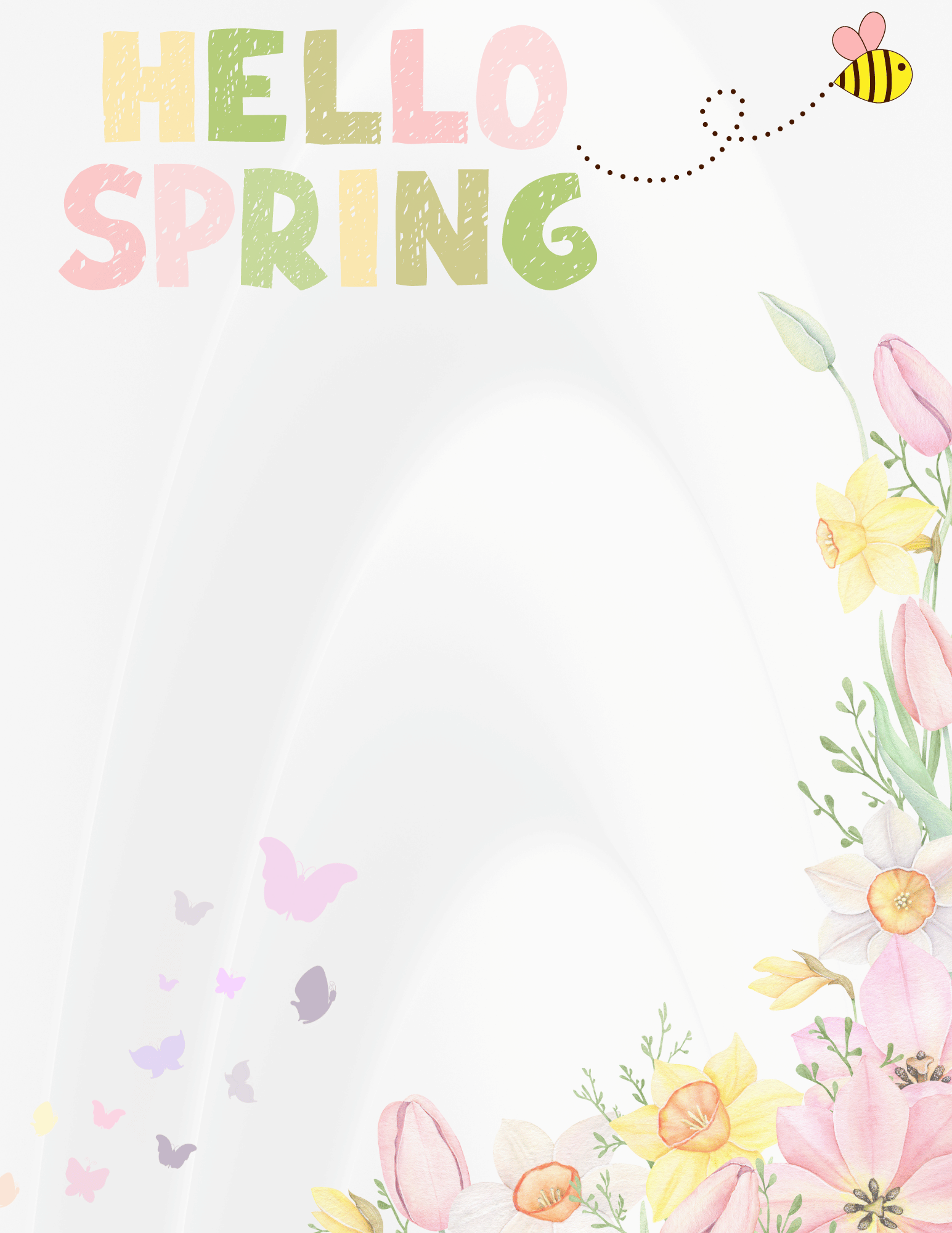 Hello Spring Blank Page Notepaper