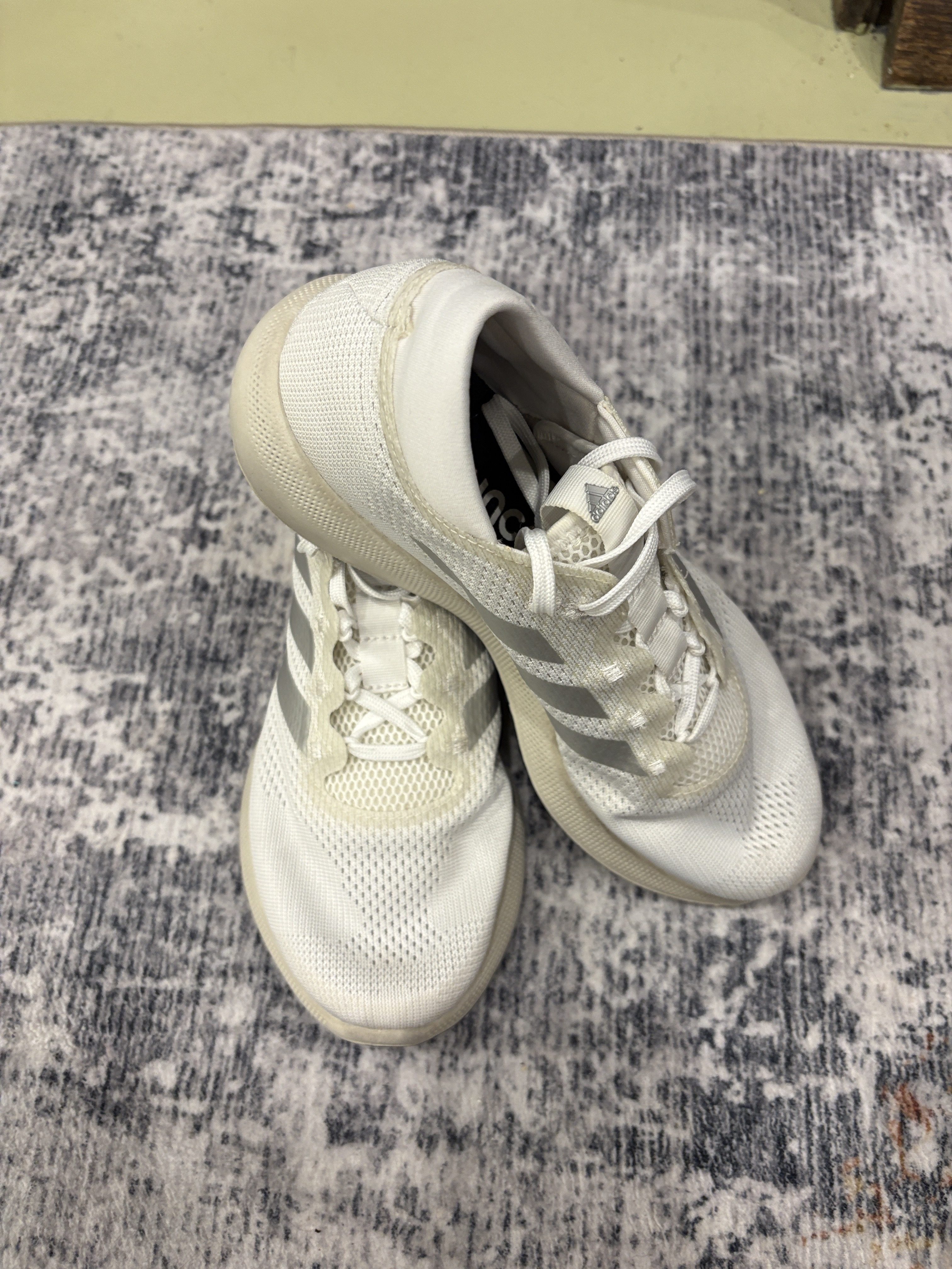 Adidas Bounce White Court Sneakers from Goodwill bins haul.