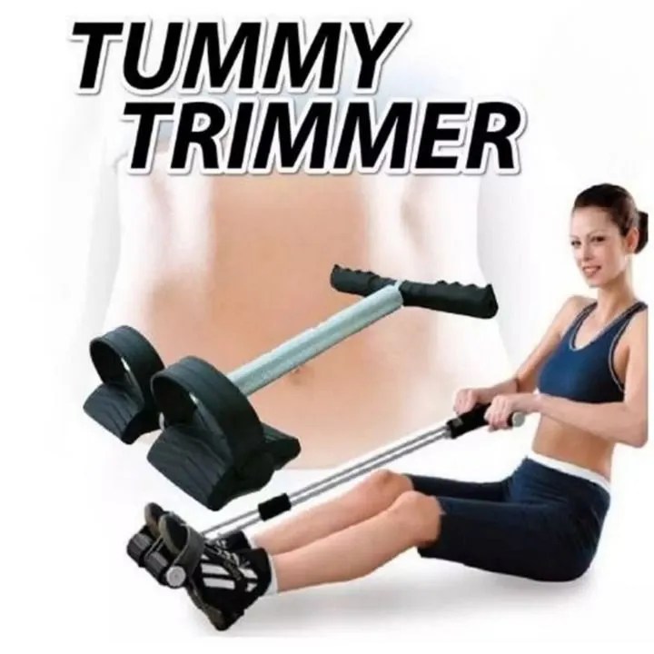 Red single spring tummy trimmer exercise machine for abdominal workout.