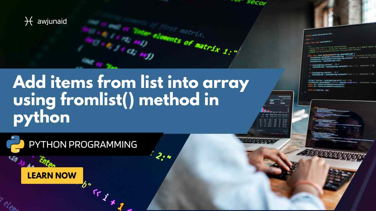 Add items from list into array using fromlist() method in python