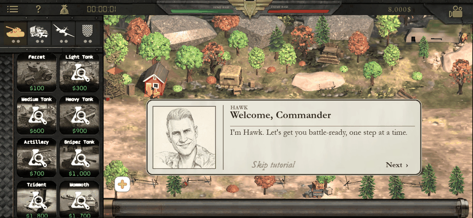 Global Ordnance new tutorial: Hawk welcomes the Commander and asks to build a Ferret