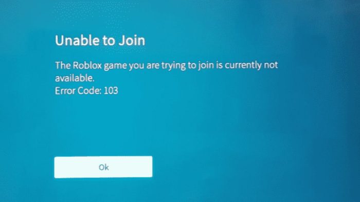 Roblox Error Code 103 PC