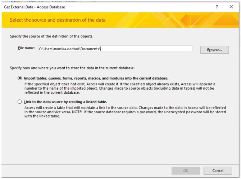 Import and Access Database