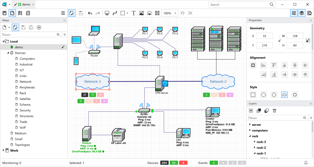 computer’s network map