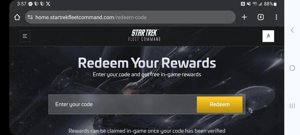 The complete process of how Redeem these StarTrek Command Fleet codes