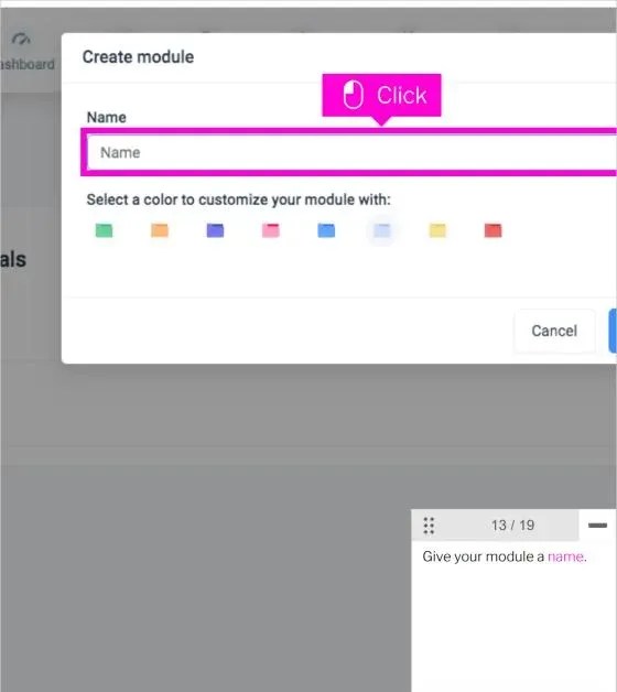 Ekadence Create Class: How to Create a Class and Add Modules 11 Ekadence create class step 12: type a name for the new module