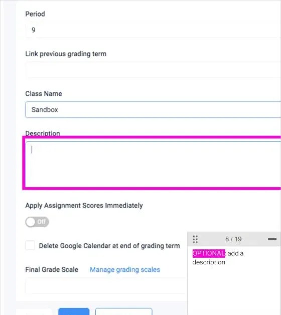 Ekadence Create Class: How to Create a Class and Add Modules 6 Ekadence create class step 7: add an optional class description