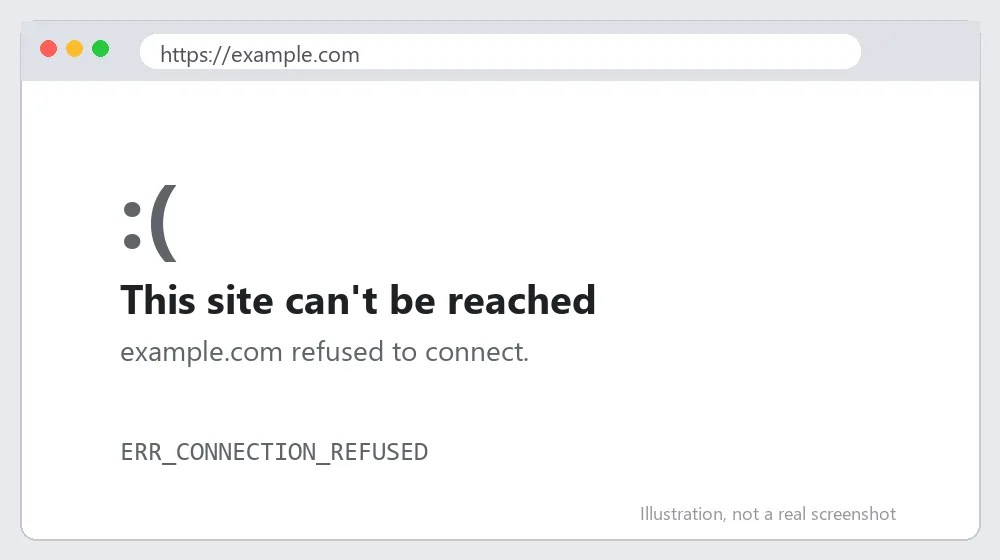 ERR_CONNECTION_REFUSED: 7 Proven Fixes in Chrome 1 ERR_CONNECTION_REFUSED error message shown in Chrome browser