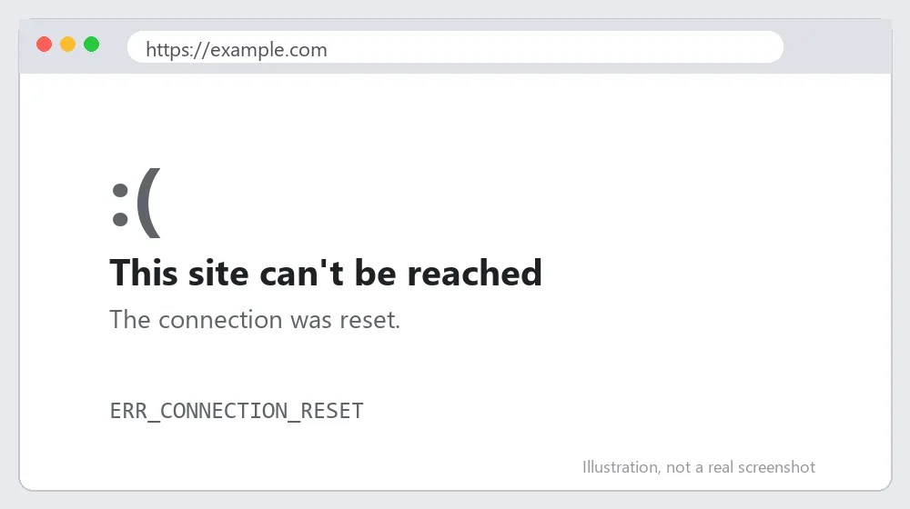 ERR_CONNECTION_RESET: 7 Working Fixes for Chrome 1 ERR_CONNECTION_RESET error message shown in Chrome browser