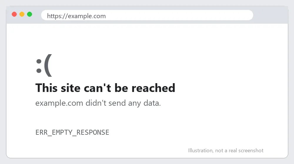 ERR_EMPTY_RESPONSE: 7 Proven Fixes for Chrome 1 ERR_EMPTY_RESPONSE error message shown in Chrome browser