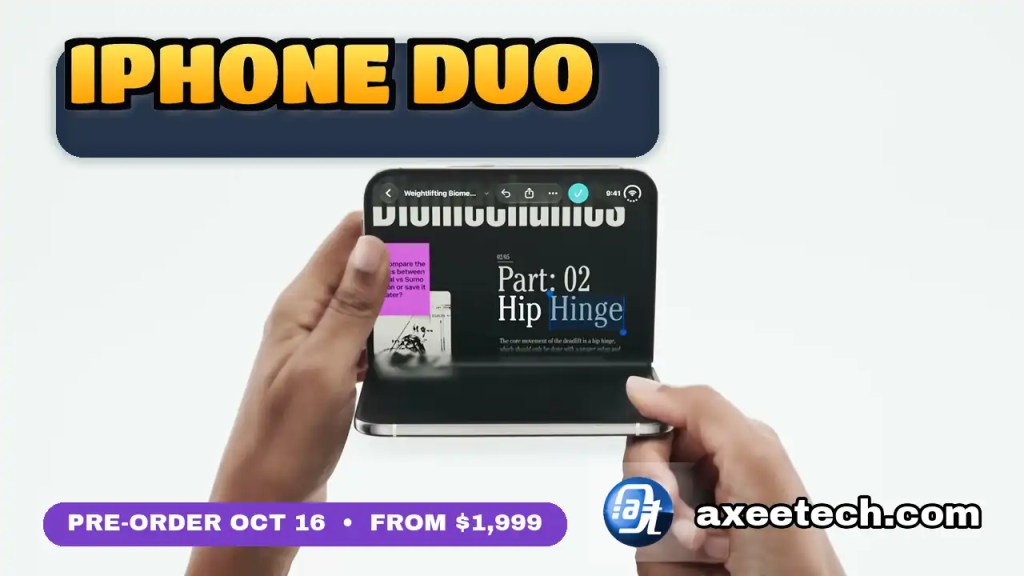 iPhone Duo folded in hand — pre-order October 16 from $1,999