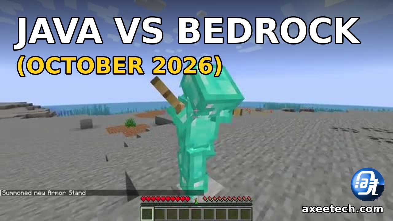 Split scene comparing which minecraft version is best Java vs Bedrock