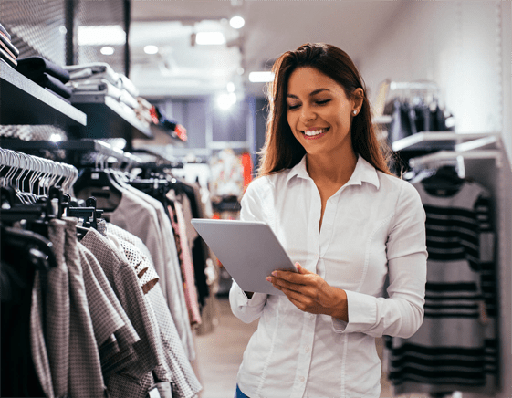Retail worker holding tablet