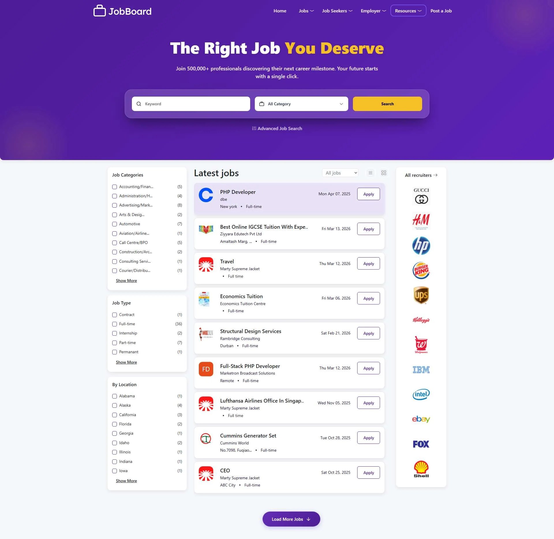 Job Board Theme 1 preview thumbnail