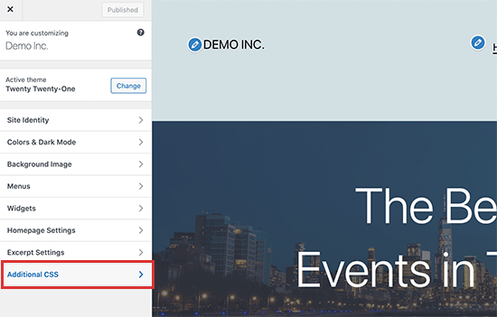 Additional CSS option in WordPress theme customizer