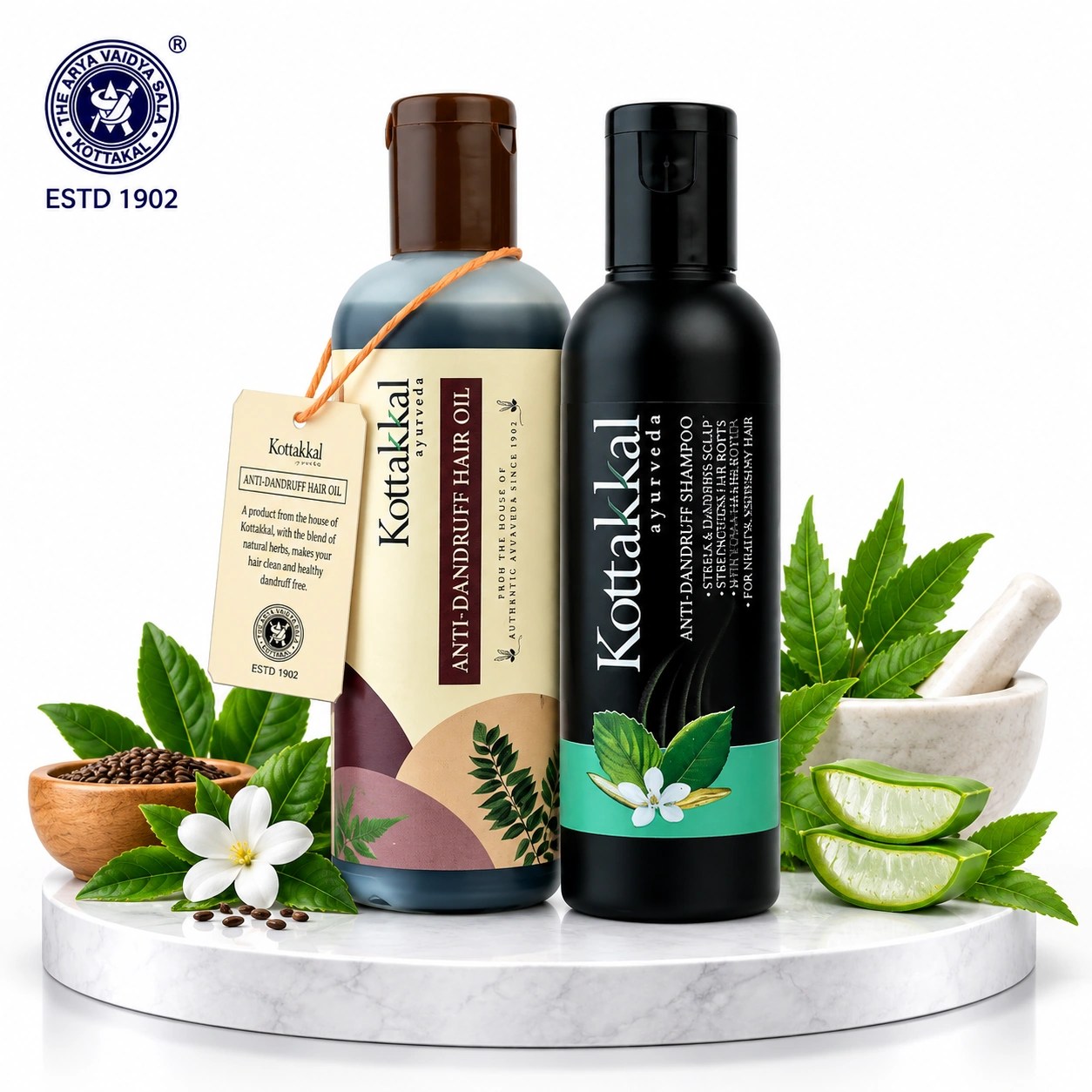 【インド直輸入】コッタッカル アンチダンドラフ コンビセット｜ヘアオイル150ml＋シャンプー100ml フケ対策 アーユルヴェーダ【正規輸入品】