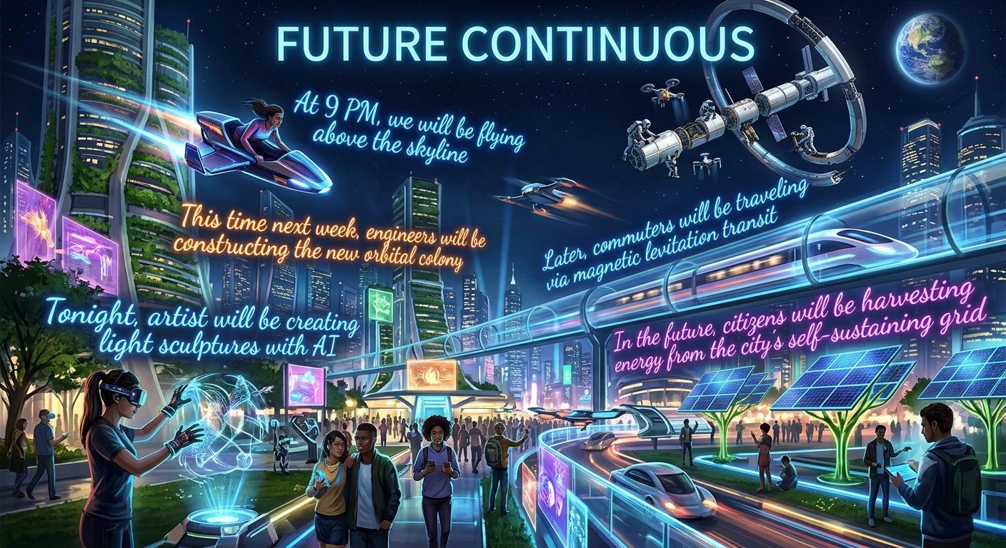 Future Continuous Tense examples with Urdu