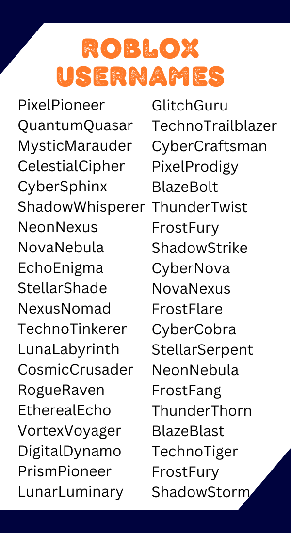 550 Roblox Usernames Best Cool Unique Creative Stylish Roblox Usernames 1 