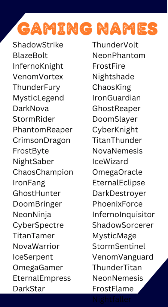550 Best Gaming Names Unique Cool Swag Stylish Creative Best Gaming Names 1 559x1024 
