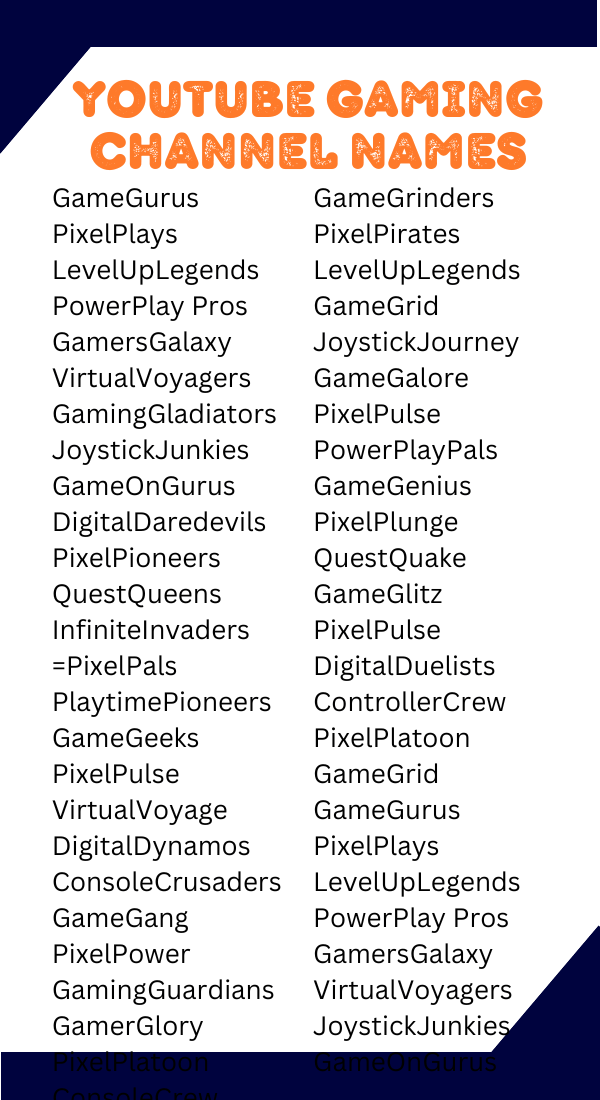 550 YouTube Gaming Channel Names Unique Creative Cool YouTube Gaming Channel Names 1 