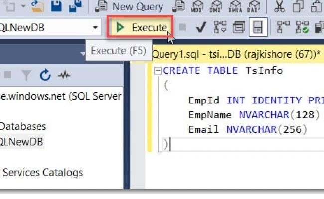How To Create Table In Azure SQL Database - Azure Lessons