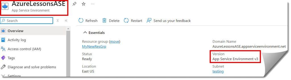 How to check app service environment version in azure