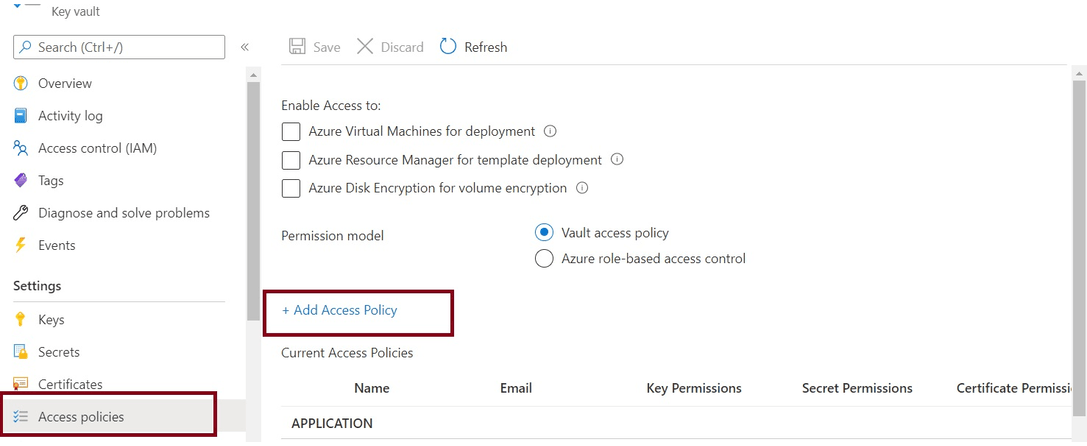 grant access to azure data factory on key vault