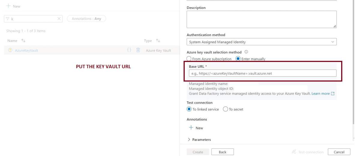 azure key vault linked service