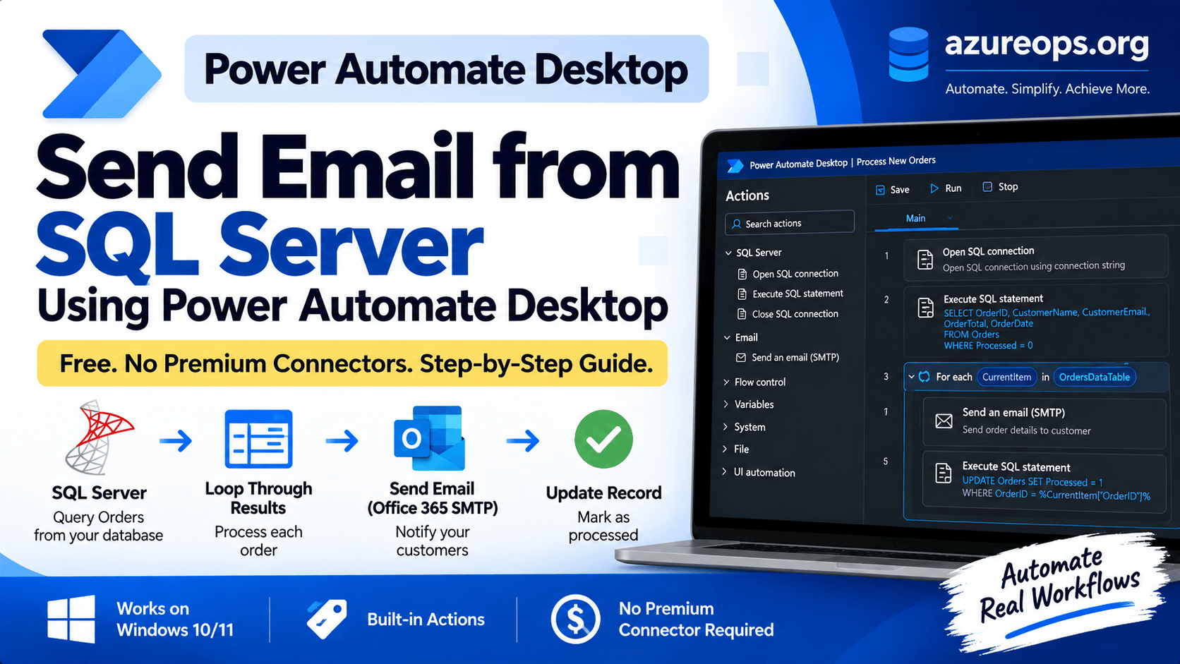 send email from SQL Server using Power Automate Desktop