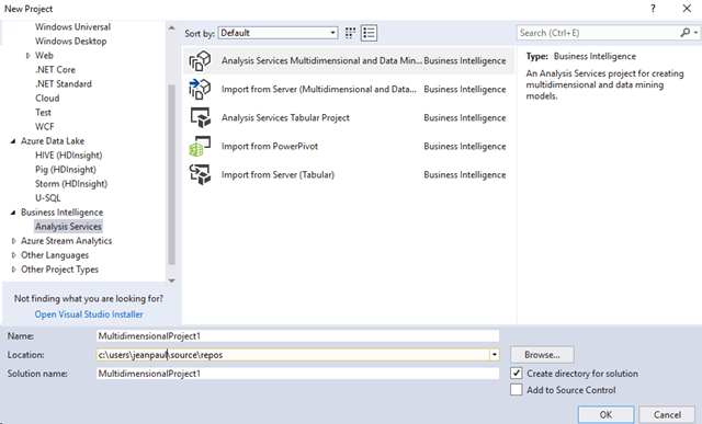 Installing Ssas Template In Visual Studio 2017 Microsoft Azure Articles