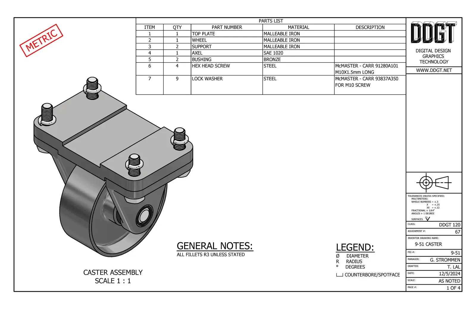 Caster Assembly Sheet Set