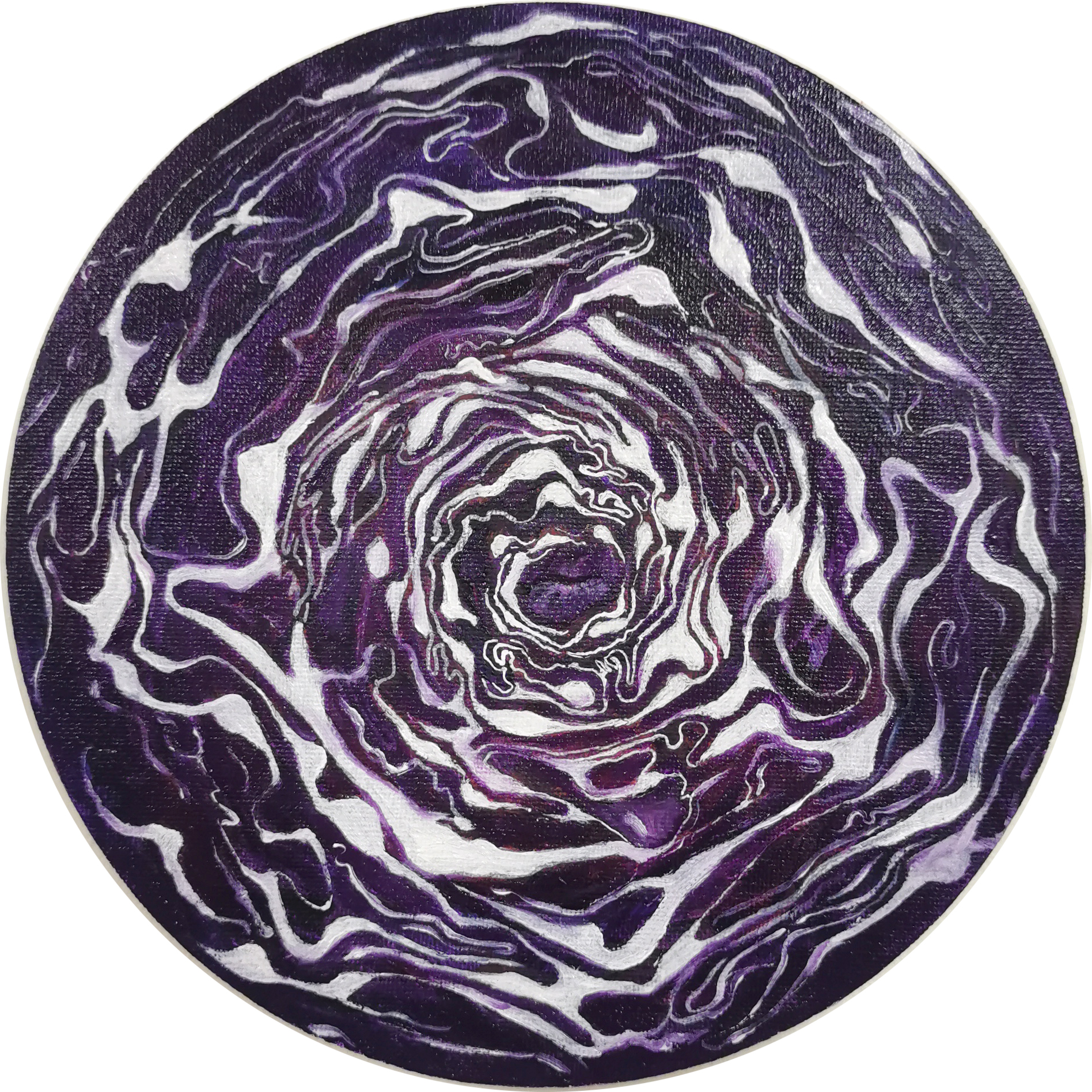 Rotkohlmandala / Öl auf Leinwand / Ø 20 cm / 2025
