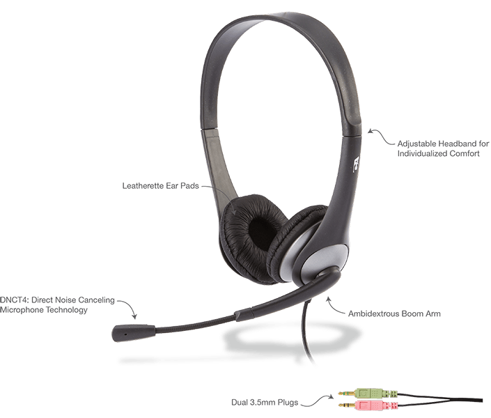 Cyber acoustics wired stereo Dual Plug Computer Headset with mic/ AC ...