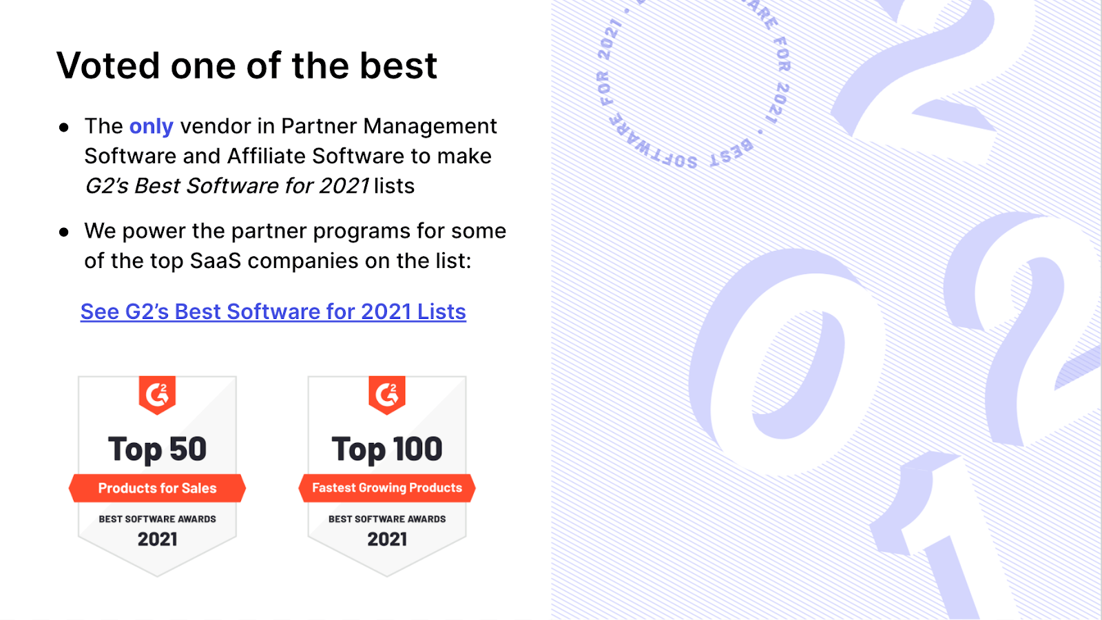 G2 reviews social proof sales presentation slide example PartnerStack