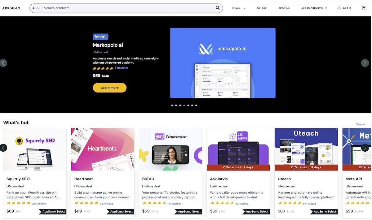 AppSumo app marketplace screenshot