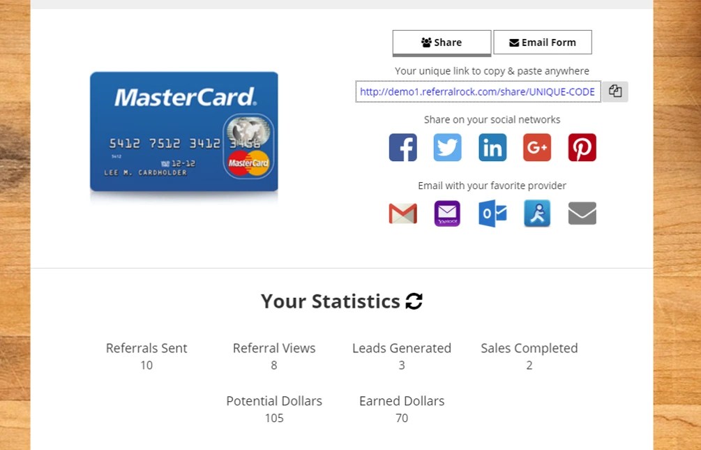 ReferralRock referral software example referral link