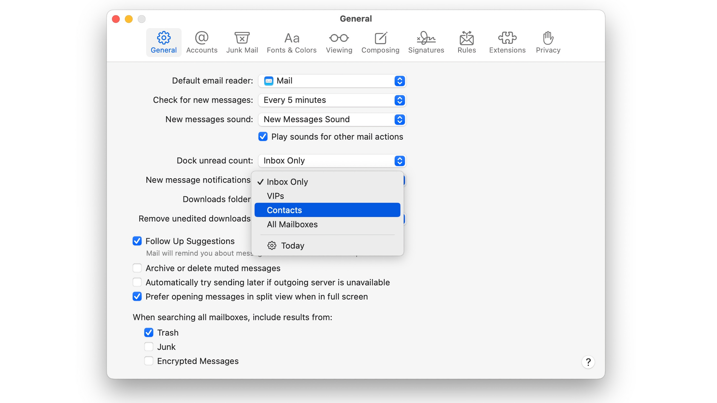 Notificaciones de correo de macOS