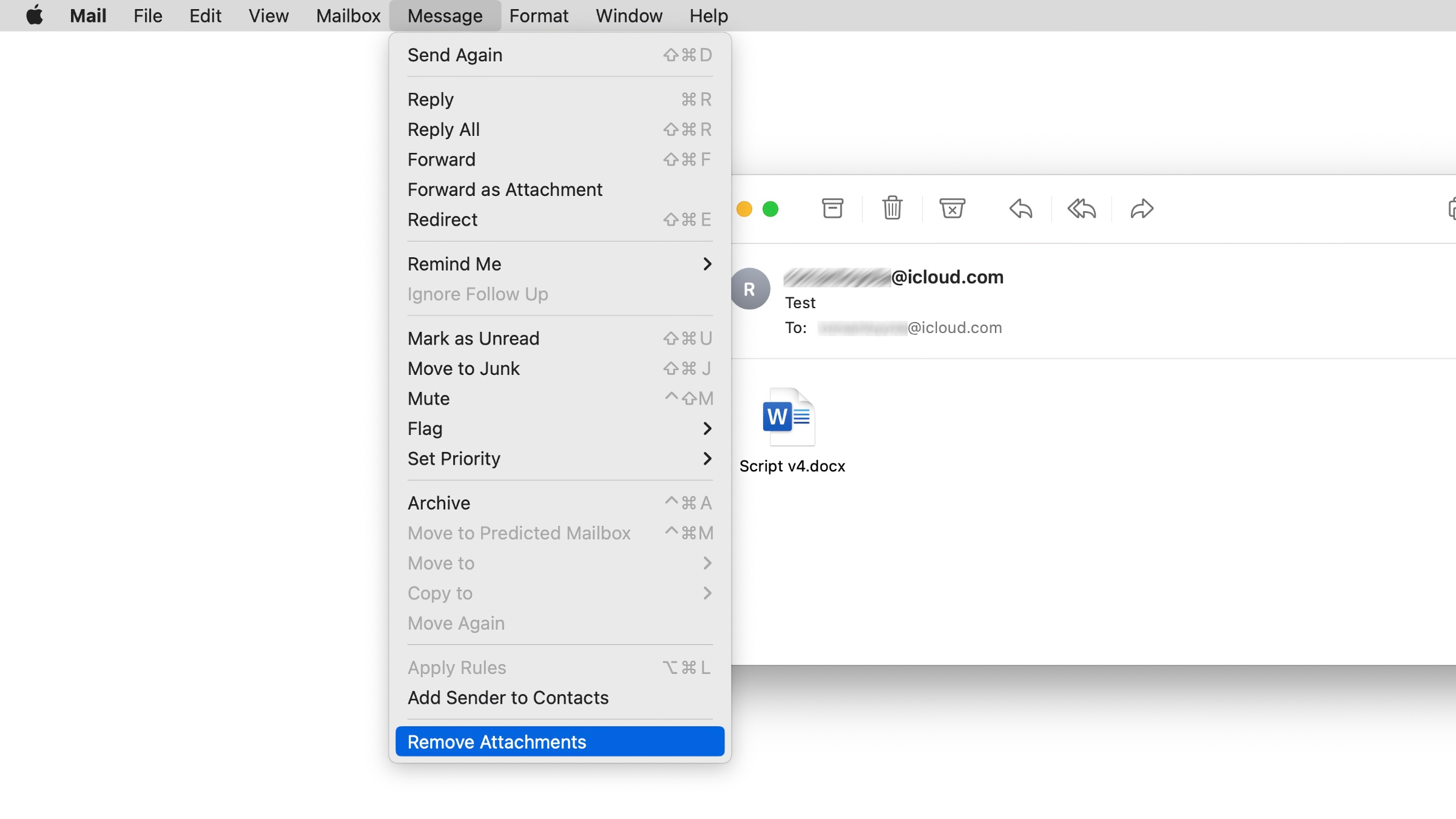 macOS Mail eliminar archivos adjuntos