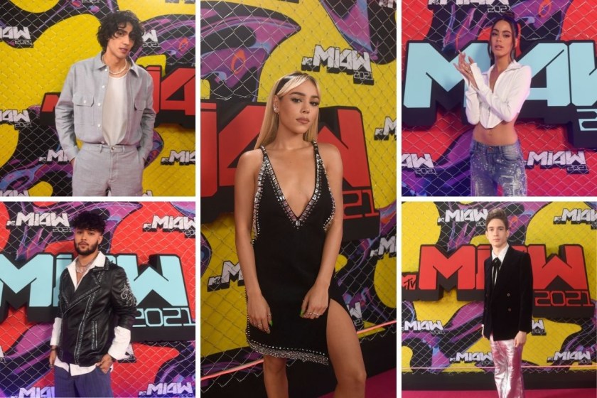 Así llegaron Danna Paola, Joel Pimentel, Tini y más a la Pink Carpet de los MTV MIAW 2021.
