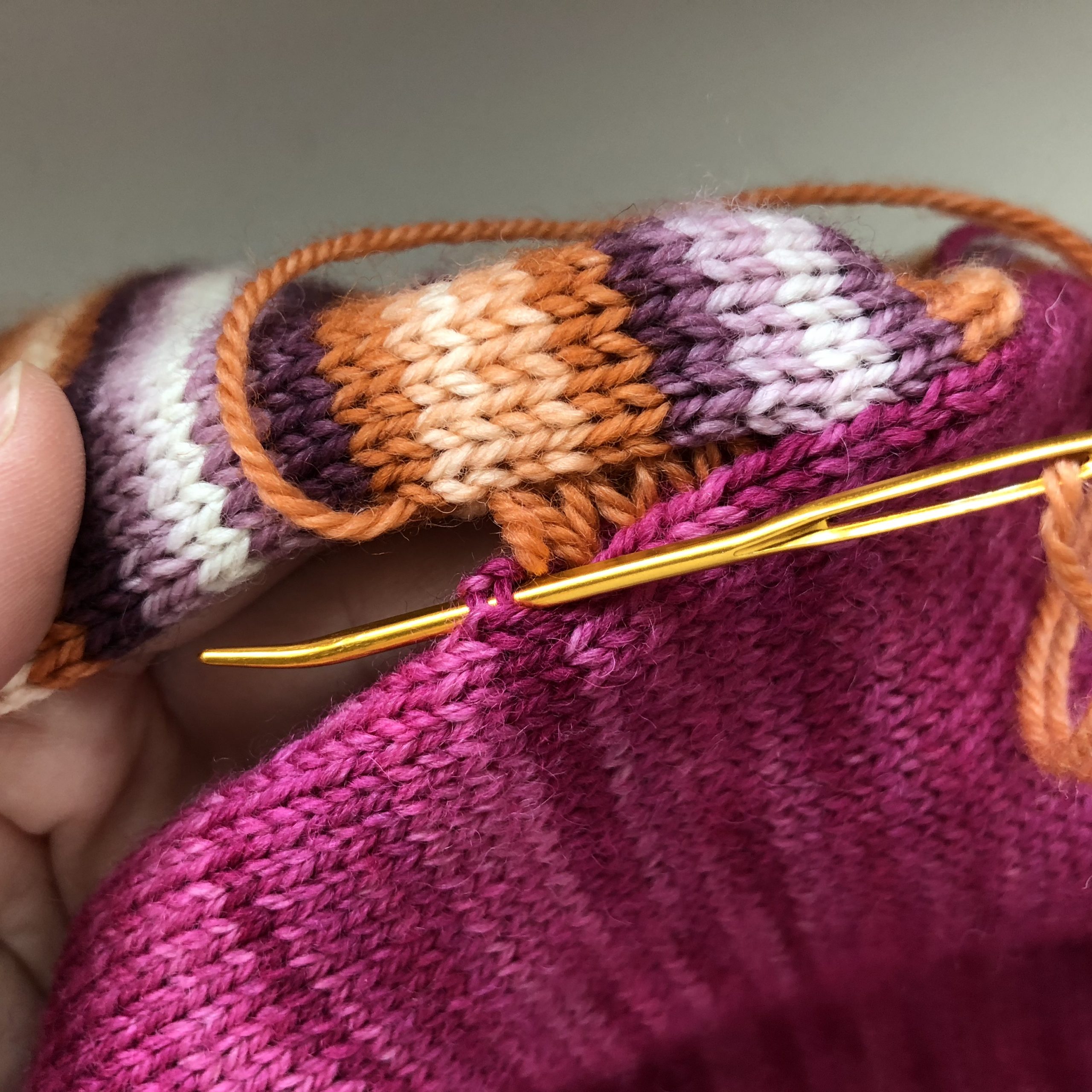 Picking up stitches (photo courtesy of Holli Yeoh)